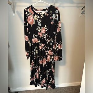 💚💚Closet Clearout💚💚 HEIMISH USA Navy Dress with Pink Floral Design